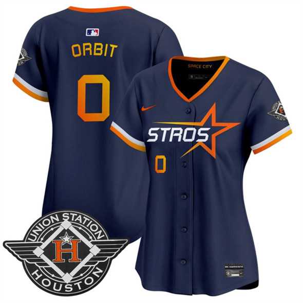 Women%27s Houston Astros #0 Orbit Navy 2025 City Connect Limited Stitched Jersey Dzhi